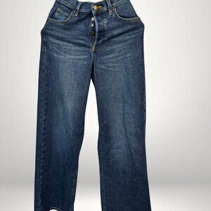 Lee High Rise A-Line Jeans Button Fly Wide Leg Denim Size 25